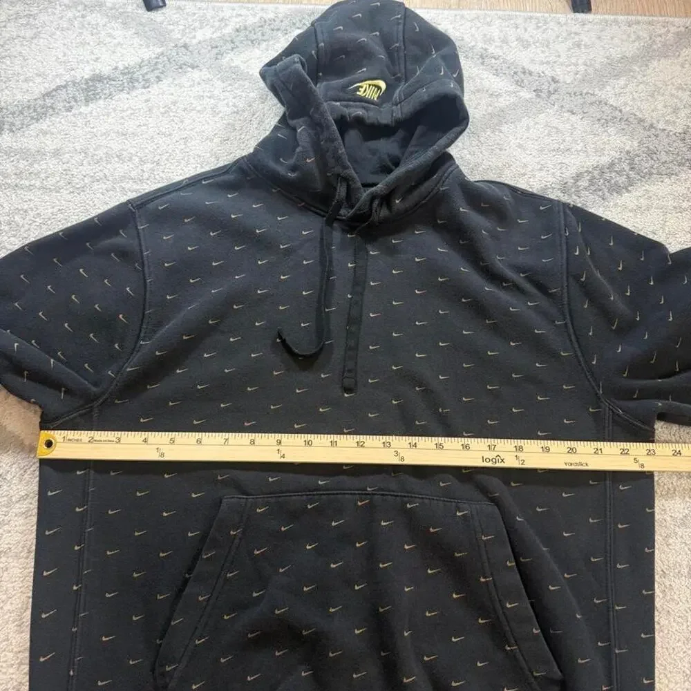 Nike black hoodie gold swoosh AOP size medium (see measurements)